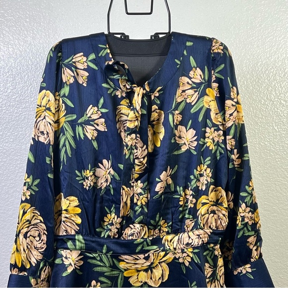 Jessica Simpson Blue A-line Long Sleeve Wrap Dress - Picture 2 of 9